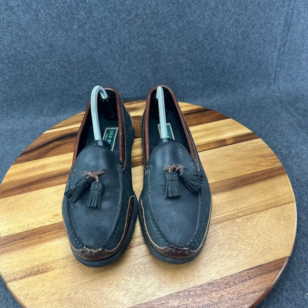 Cole Haan Mens Tassel Loafers Maine USA Leather Vibram Lug Sole Brown 10.5D
